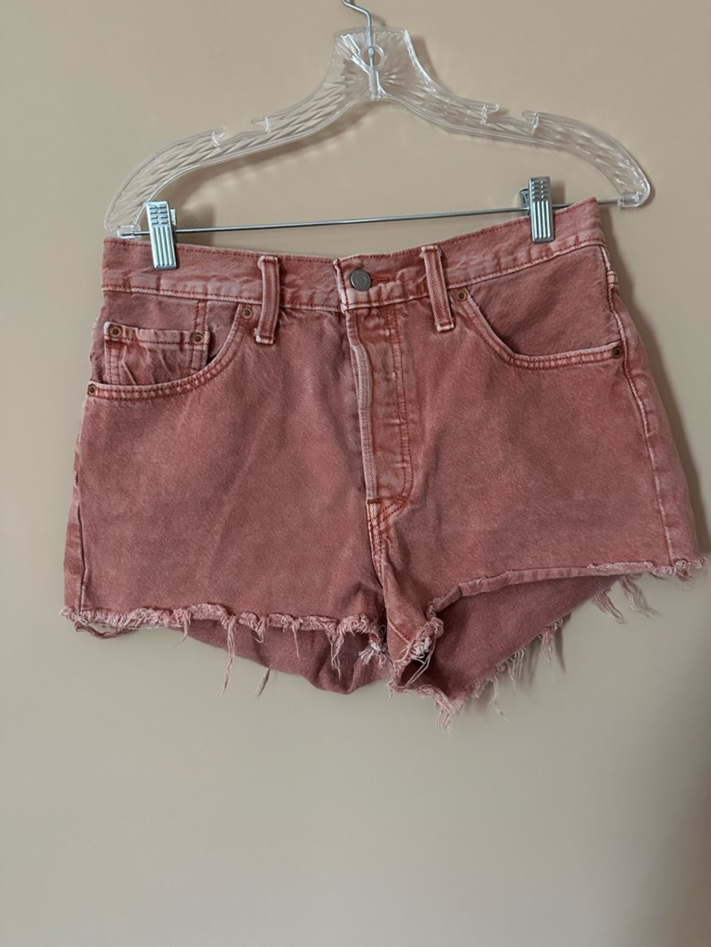 Levi's Pink Rose High-Rise Cutoff Jean Shorts